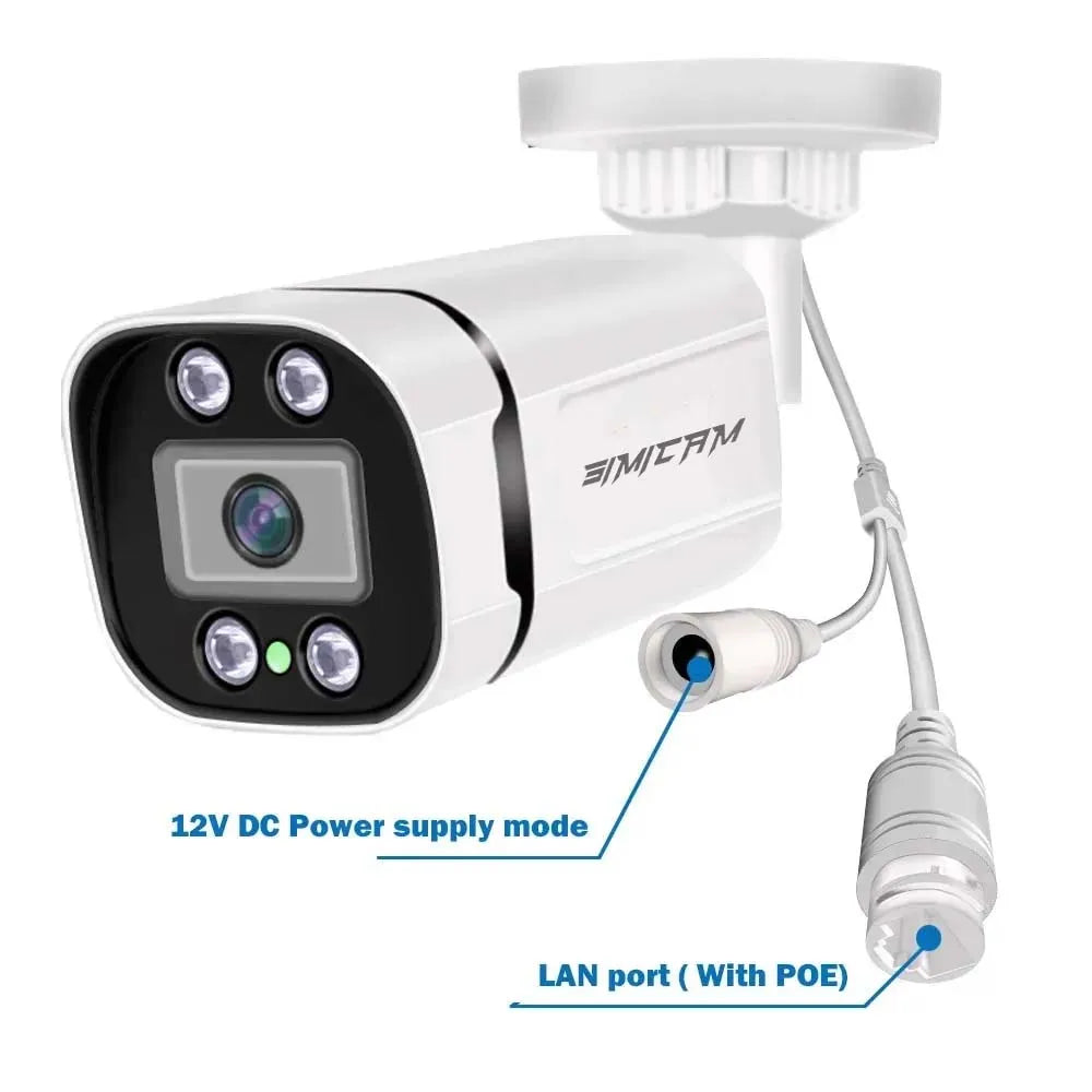 Caméra IP bullet SIMICAM 8 MP, PoE 48V, IP66, H.265, ONVIF, intérieur/extérieur