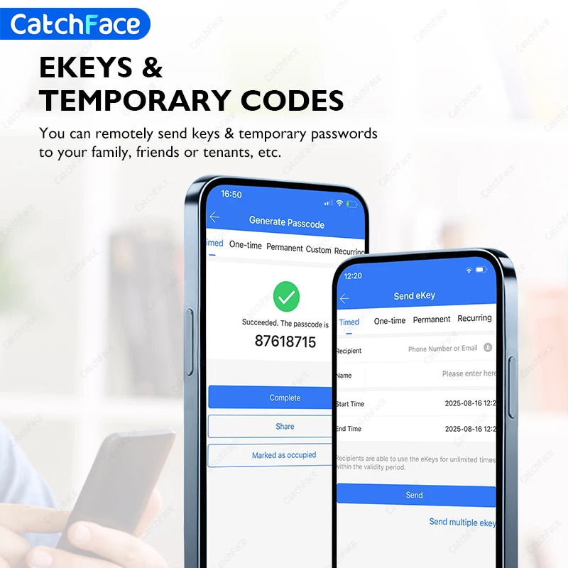 Serrure de porte intelligente Bluetooth TTLock avec application d'empreinte numérique, carte à code et écran tactile. Serrure électronique numérique de sécurité pour la maison.