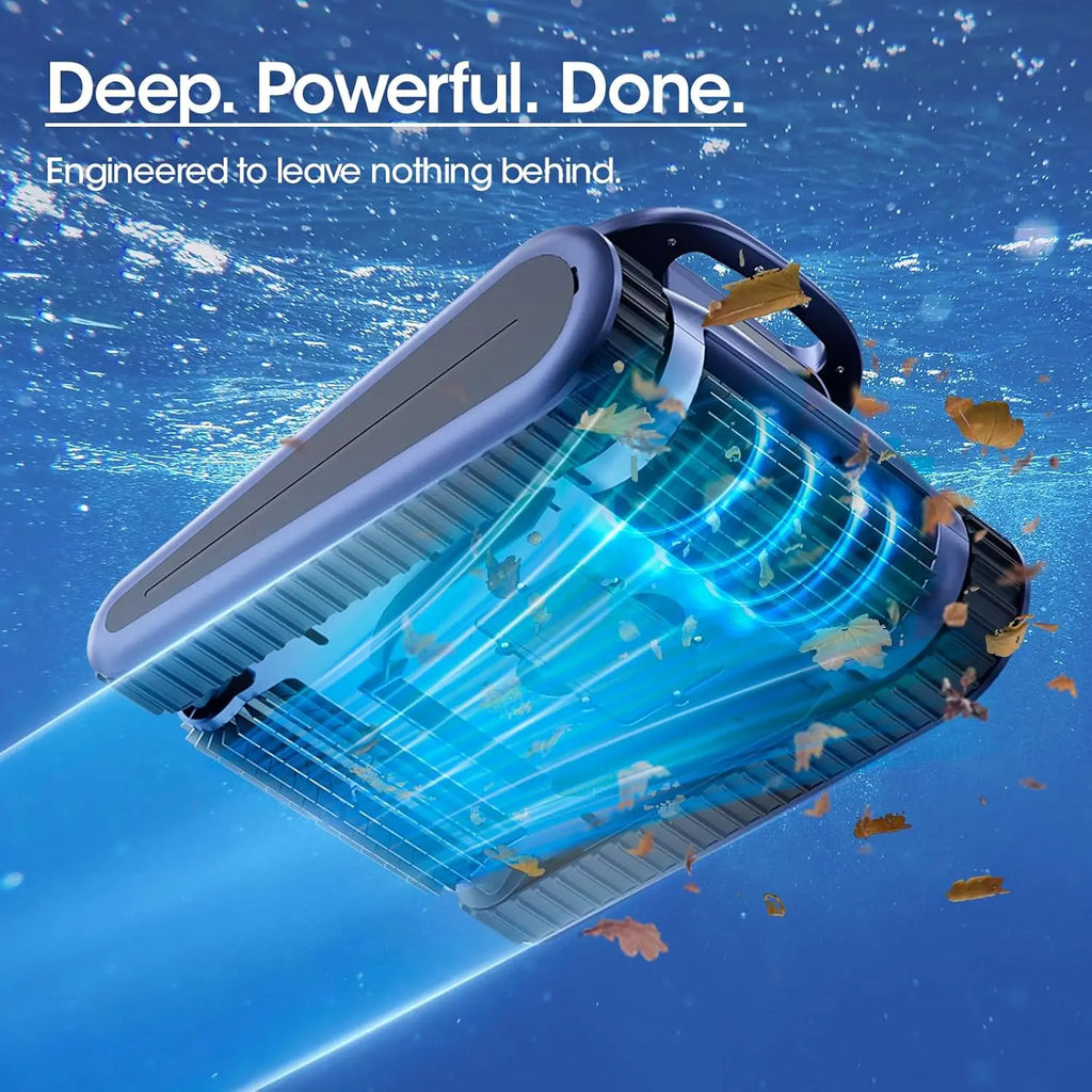 Robot aspirateur de piscine sans fil, aspirateur de piscine, moteur sans balais de 180 W, aspiration de 45 000 Pa, franchissement des parois et de la ligne d'eau, cartographie automatique du parcours