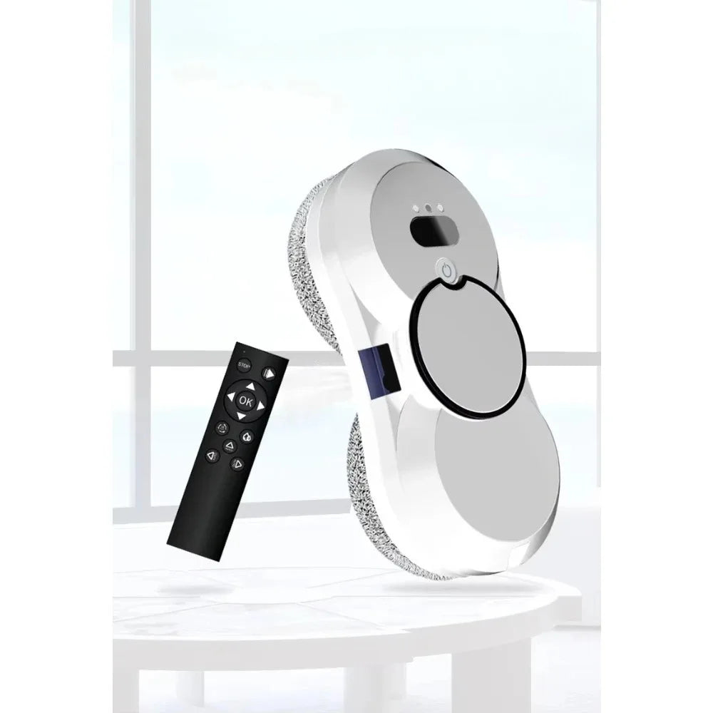 Robot nettoyeur de vitres automatique avec jet d'eau, télécommande, aspirateur et système anti-chute pour appartements et bureaux en hauteur