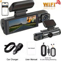 Caméra embarquée pour voiture 1080p avec enregistreur vidéo DVR, double caméra avant et intérieure, enregistrement en boucle et surveillance WiFi.