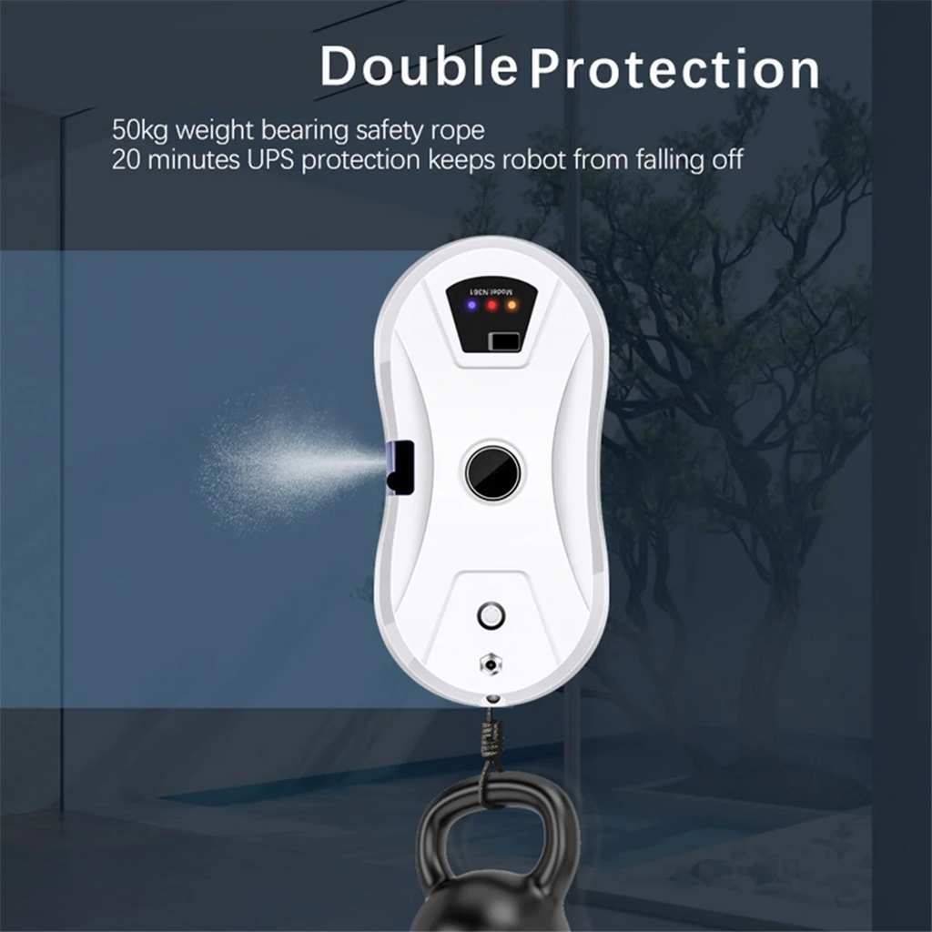 Robot nettoyeur de vitres ABAC avec jet d'eau, ultra-fin, essuie-vitres à sec et à eau, prise américaine.