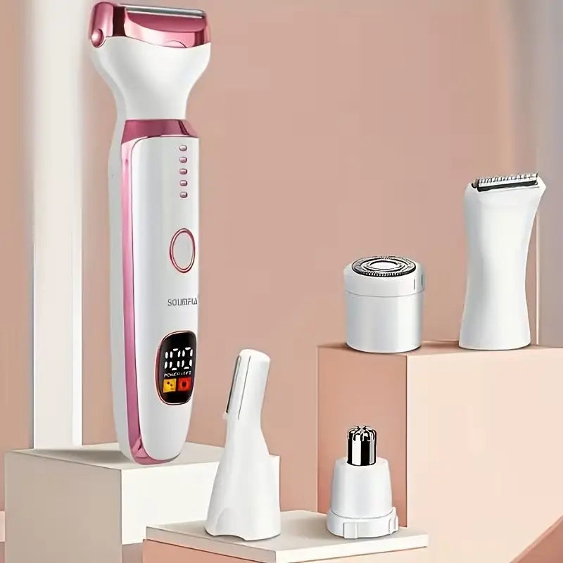 Épilateur Femme 5-en-1 Rechargeable | Rasoir Jambes et Aisselles avec Lames Inox et Écran LED