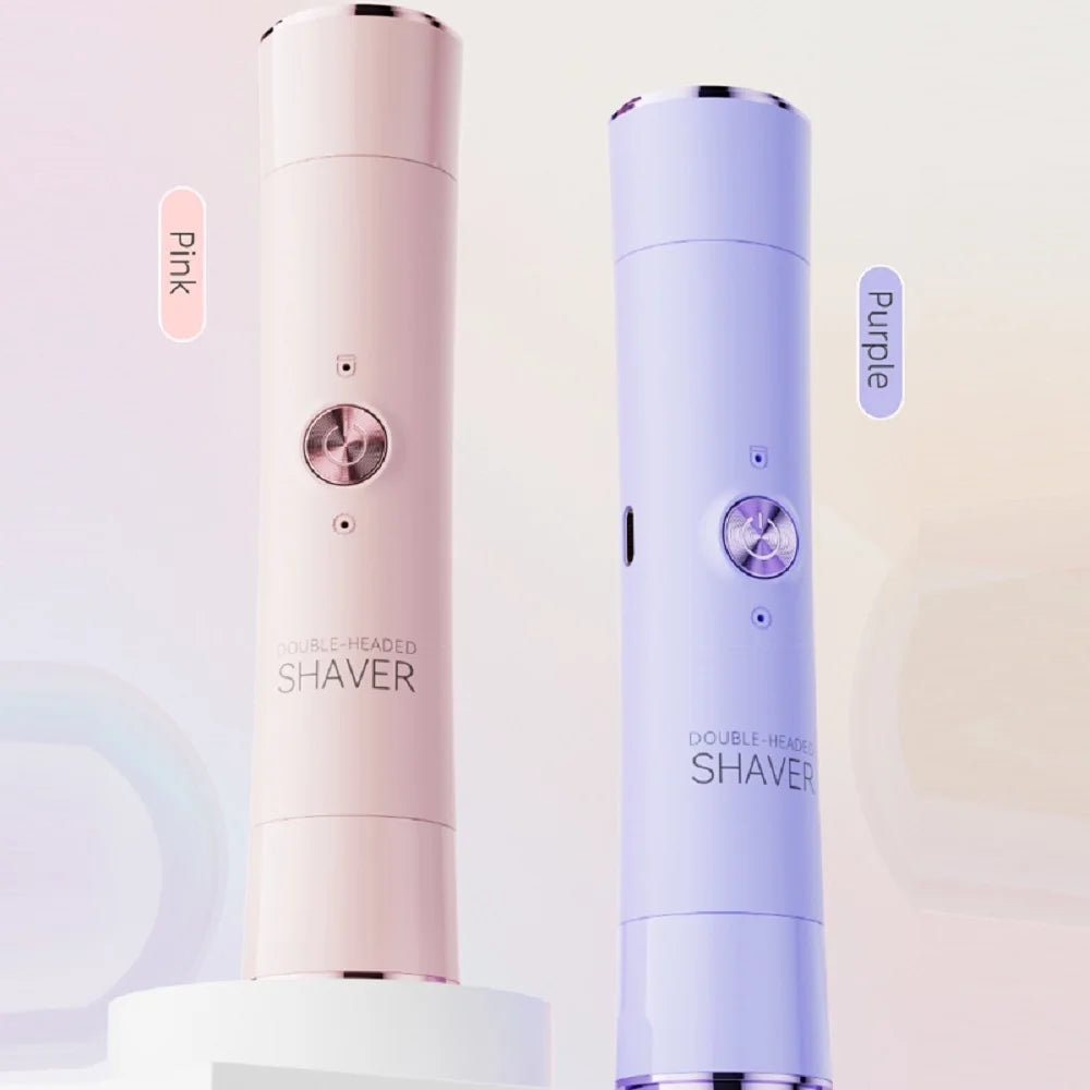 Rasoir électrique femme rotatif, double lame, rechargeable, usage corps et visage
