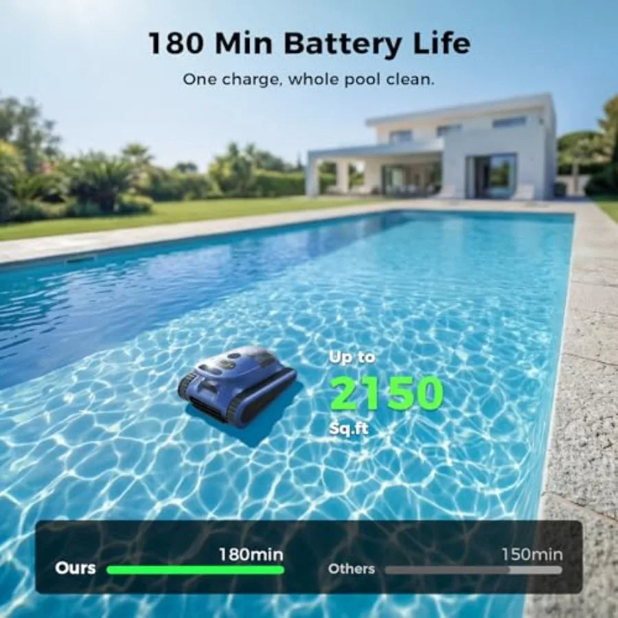 Aspirateur Robot de Piscine Automatique | Nettoyage 3-en-1 Sans Fil pour Piscines Enterrées