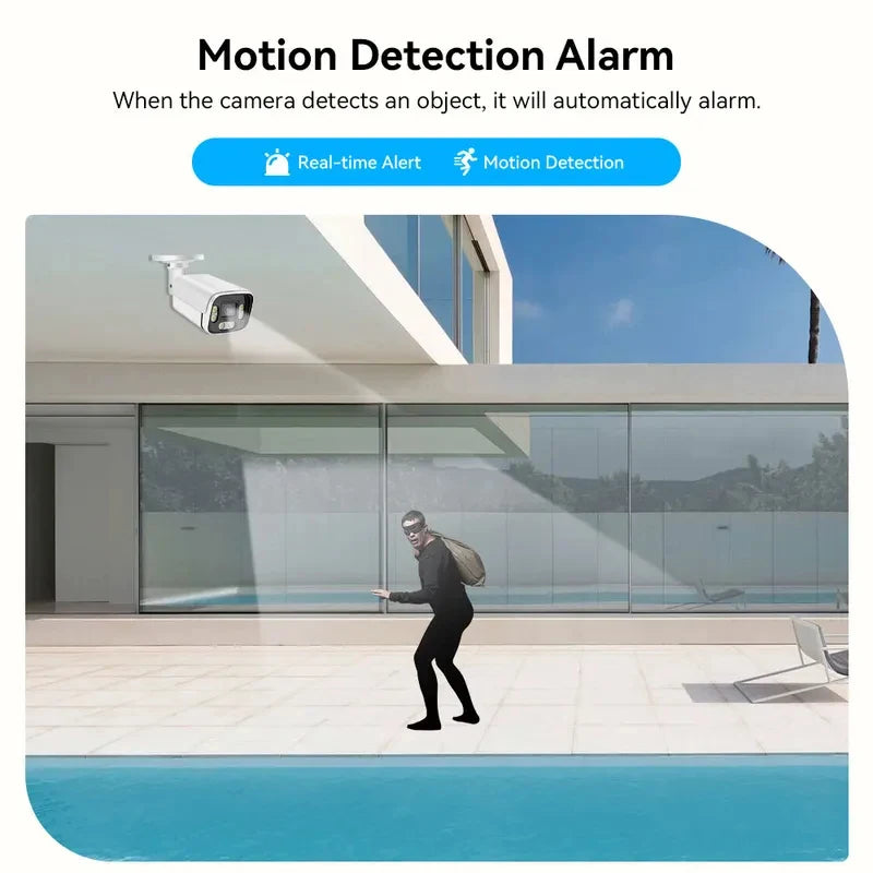 Caméra IP 4K 8MP, caméra extérieure étanche AHD 4MP, audio bidirectionnel, vision nocturne couleur, système de surveillance domestique