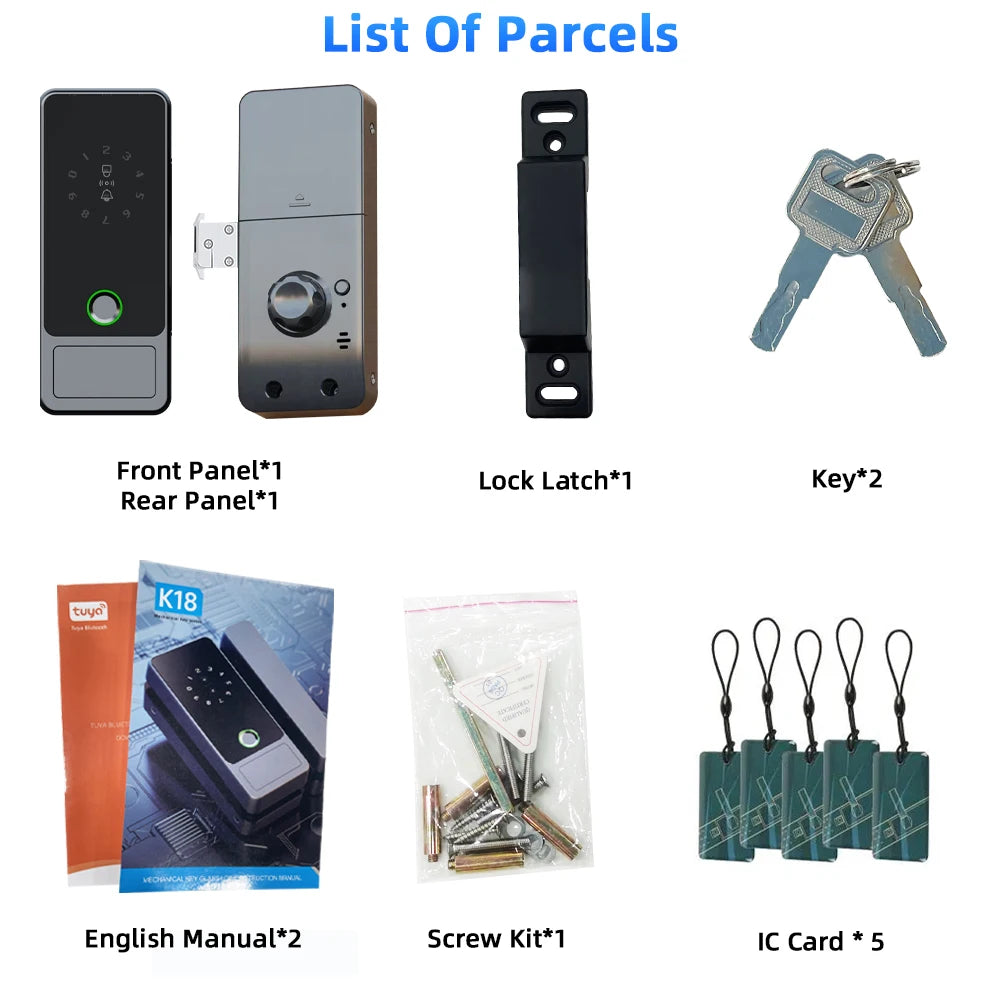 Serrure Intelligente RAYKUBE G18 pour Porte Vitre | Tuya, Empreinte Digitale, Carte et Mot de Passe