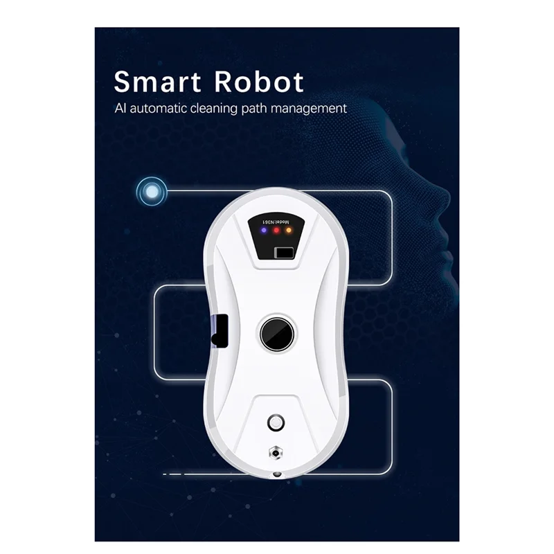 Robot nettoyeur de vitres ABAC avec jet d'eau, ultra-fin, essuie-vitres à sec et à eau, prise américaine.