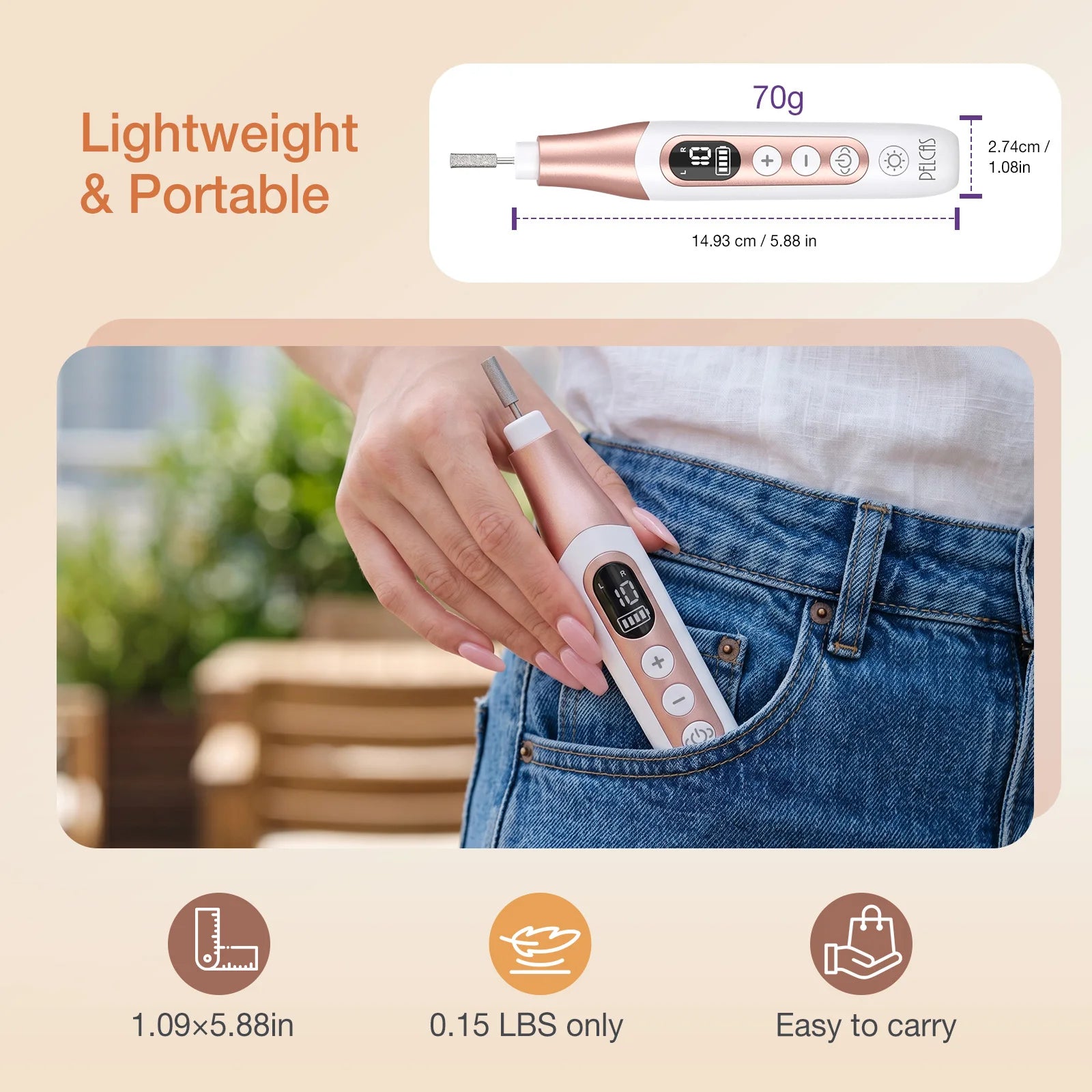 Nouvelle ponceuse à ongles portable 2 en 1 rechargeable USB avec lampe UV et séchage rapide pour manucure