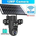 Caméra solaire 4G/WiFi, trois objectifs, écran, extérieur, 12 MP, 6K, batterie basse consommation, vision nocturne PIR, protection CCTV