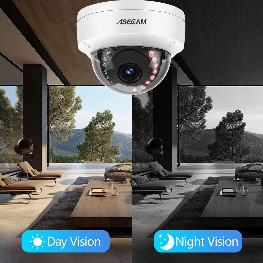 Caméra dôme ASECAM 8 MP, PoE, IP66, capteur Sony, H.265, intérieur/extérieur