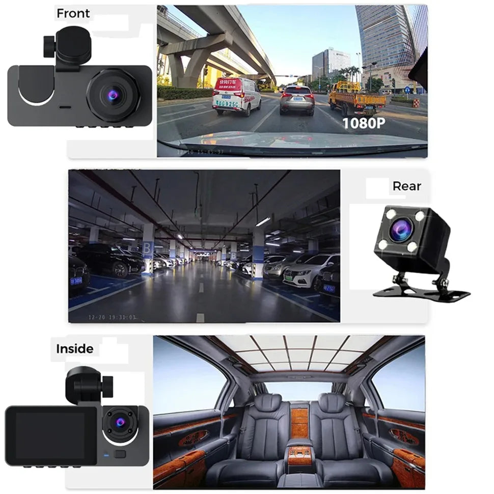 Caméra embarquée pour voiture, enregistreur vidéo HD 1080p, boîtier noir DVR à double objectif avec caméra de recul pour véhicule