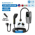 Chargeur mural portable pour véhicules électriques, type 1, 32 A max., 7,2 kW, écran LCD, conforme à la norme SAE J1772. Courant de charge réglable.