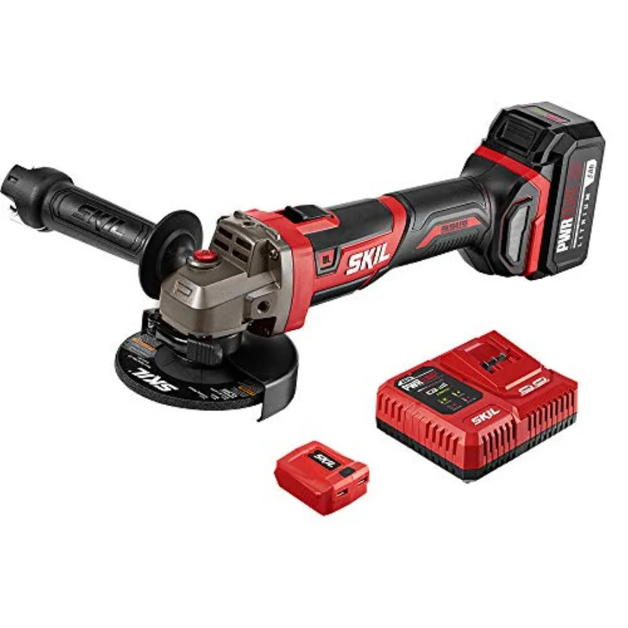 Meuleuse d'angle sans balais PWR CORE 20 20 V 4-1/2 po avec batterie 5,0 Ah, chargeur PWRJump et adaptateur USB PWRAssist inclus - AG2907-1A