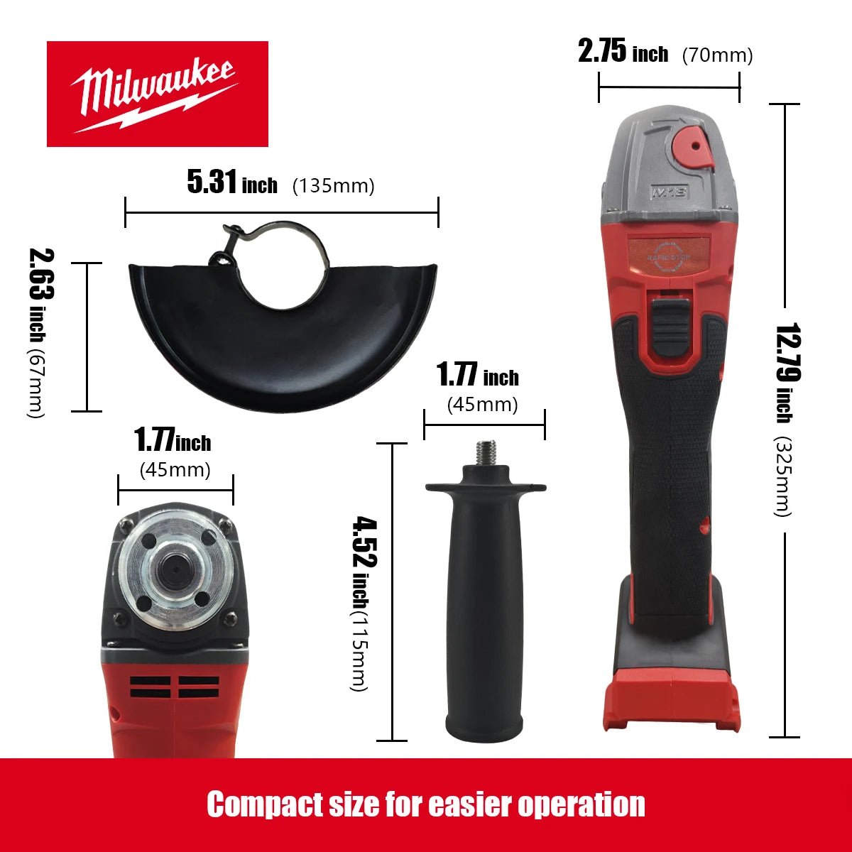 Meuleuse d'angle sans fil Milwaukee M18 de 125 mm avec interrupteur à palette sans verrouillage pour le polissage et la découpe