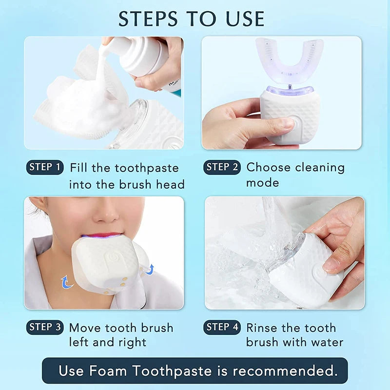 Brosse à dents électrique en forme de U, fabricant de brosses à dents électriques automatiques à 360 degrés.