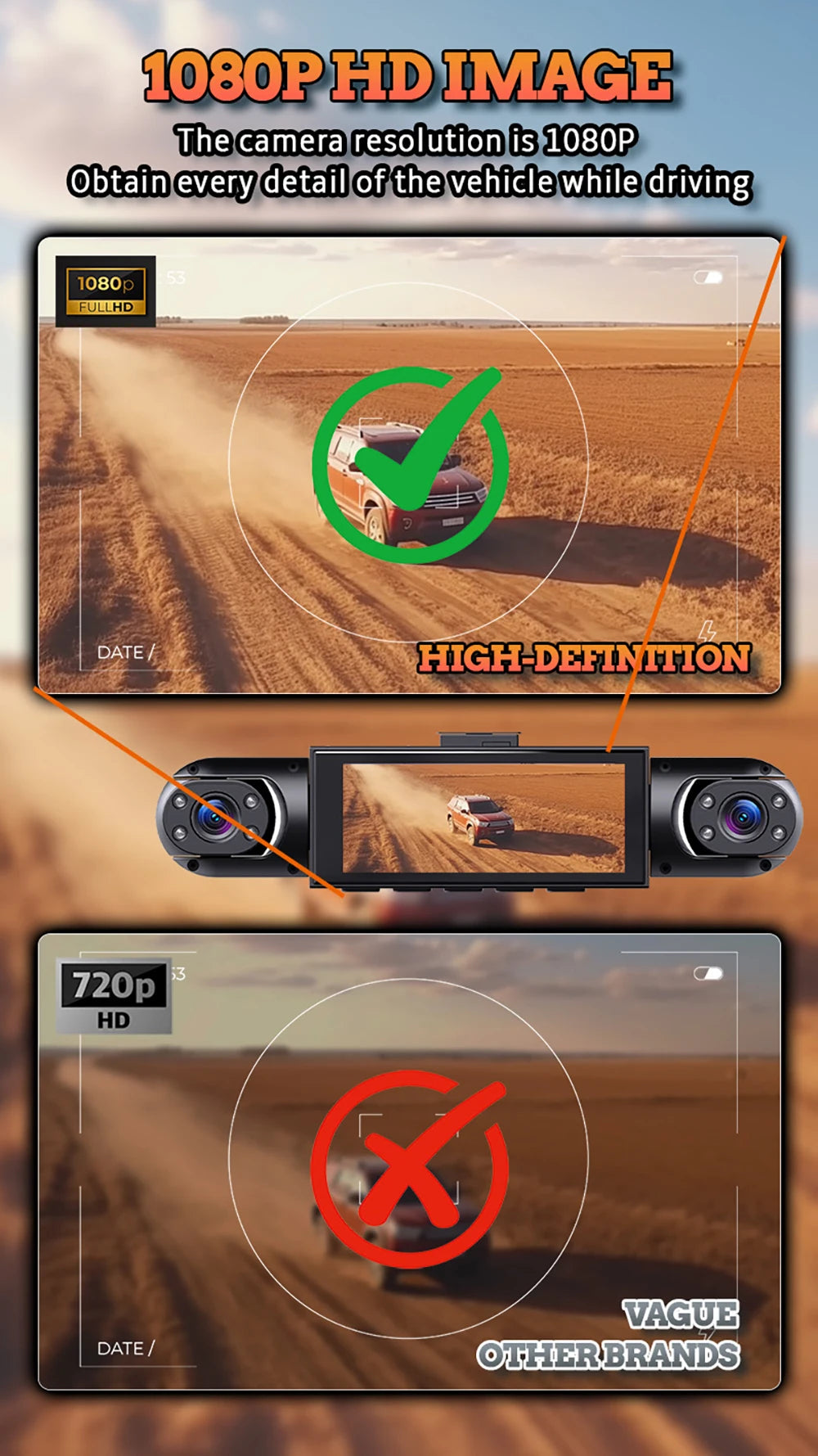 Caméra embarquée WDSZKMYF 1080p, 4 objectifs, angle 170°/120°, enregistrement en boucle, capt. G