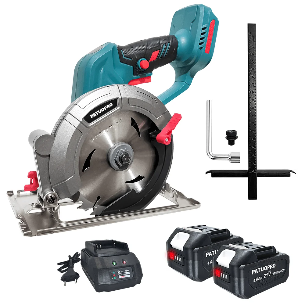 Scie électrique circulaire sans balais PATUOPRO 150 mm, scie électrique portative sans fil de 150 mm (6 pouces), machine à couper le bois pour batterie Makita 18 V
