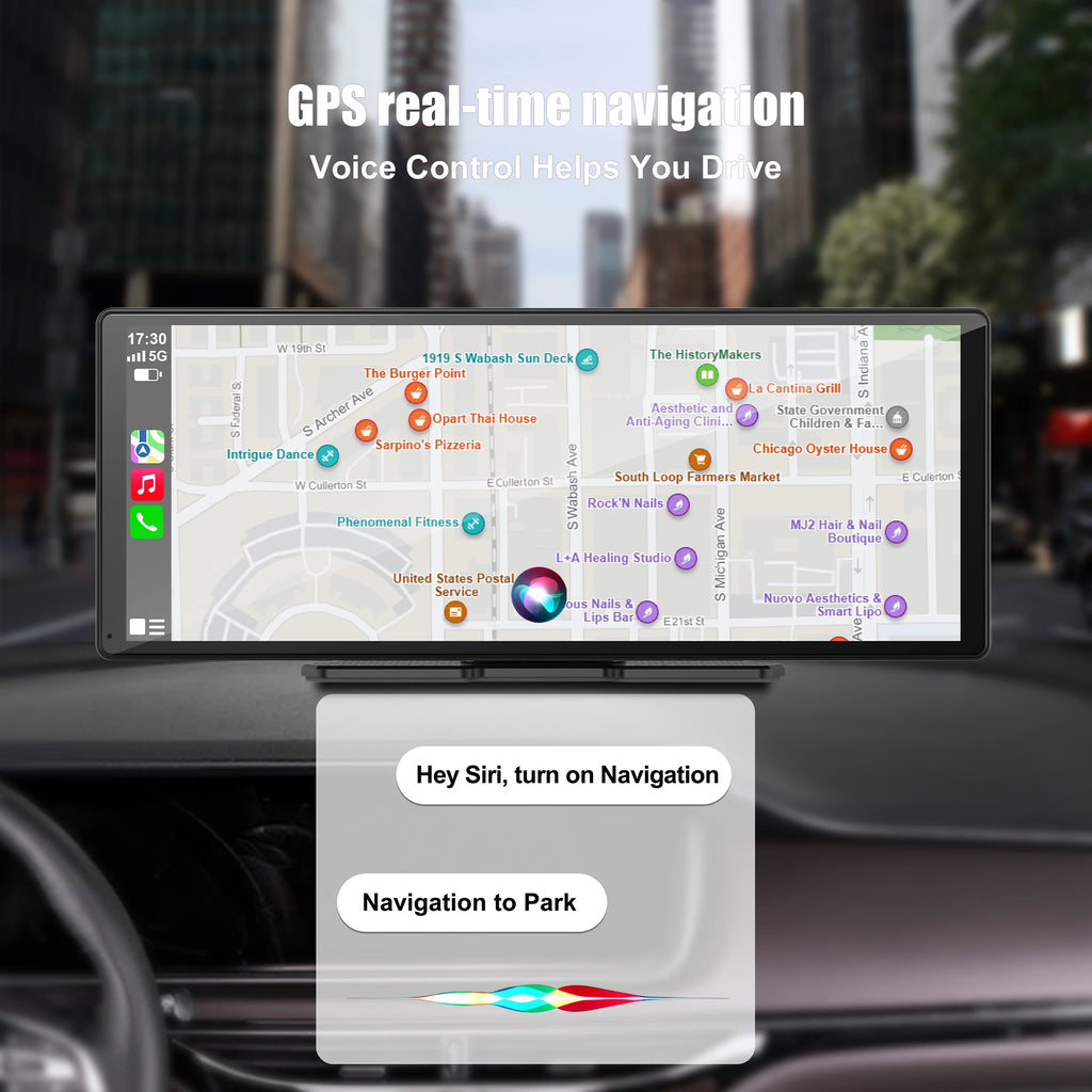 Moniteur Voiture 11,3" 4K | CarPlay Sans Fil, Android Auto, DVR, GPS et Caméra de Recul