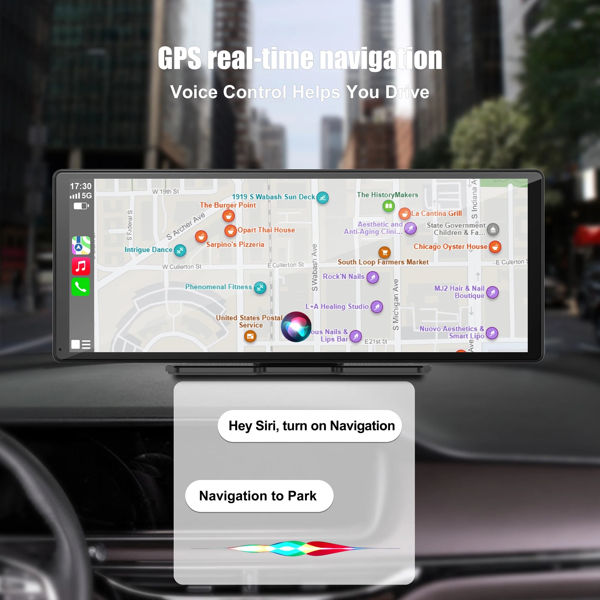Moniteur Voiture 11,3" 4K | CarPlay Sans Fil, Android Auto, DVR, GPS et Caméra de Recul