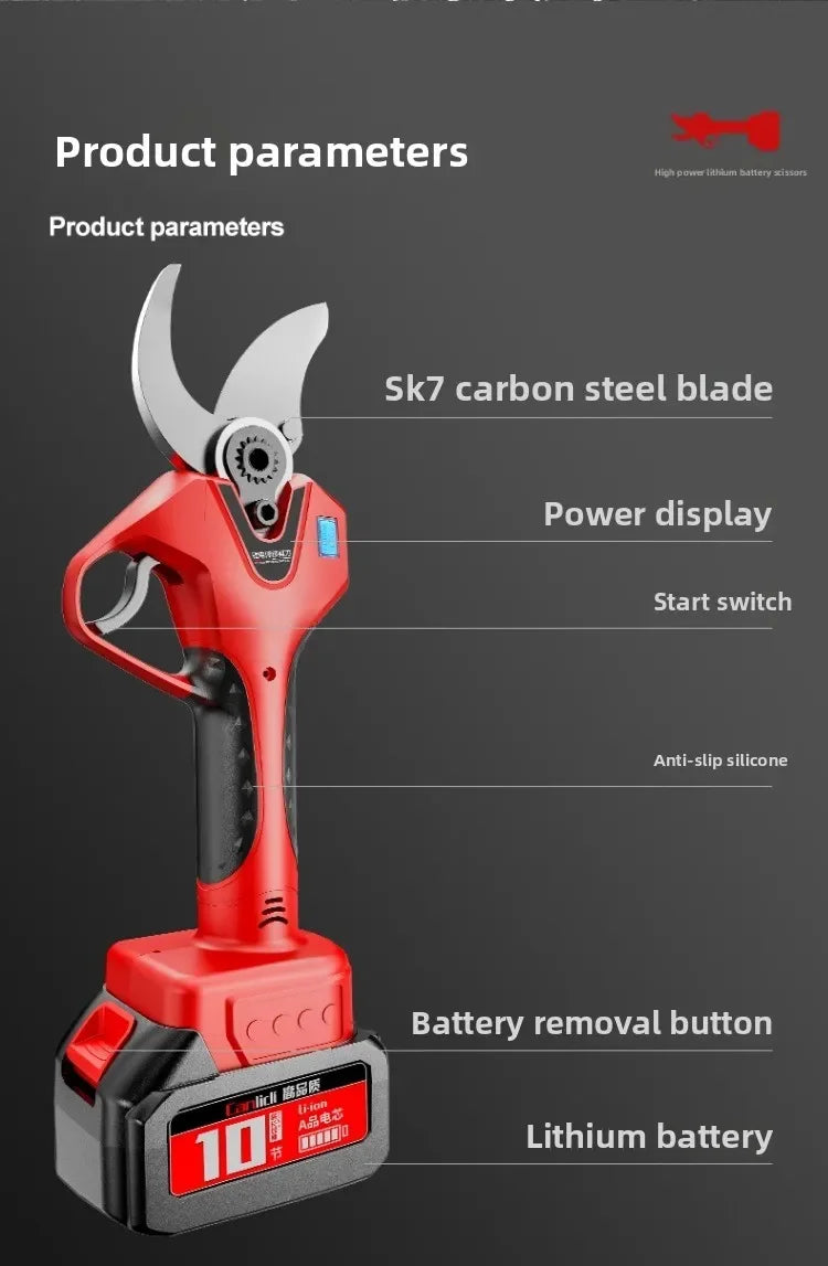 Ciseaux Électriques de Jardin Rechargeables | Sécateur pour Taille des Arbres, Branches et Arbustes