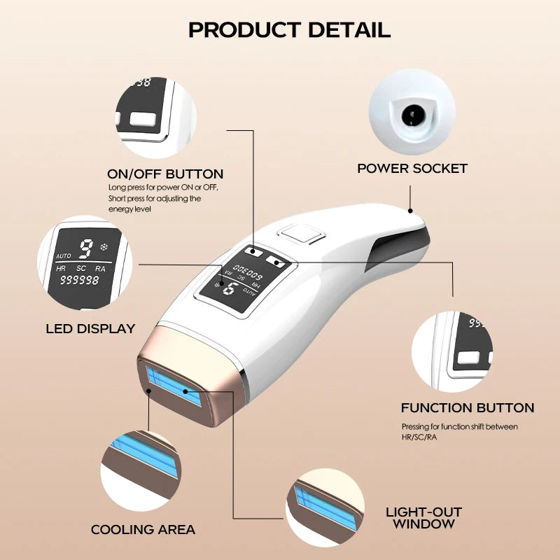 Épilateur laser/IPL Vancostar, 999 900 flashs, épilation/rajeunissement/acné 3 en 1, refroidissement, CE/FCC