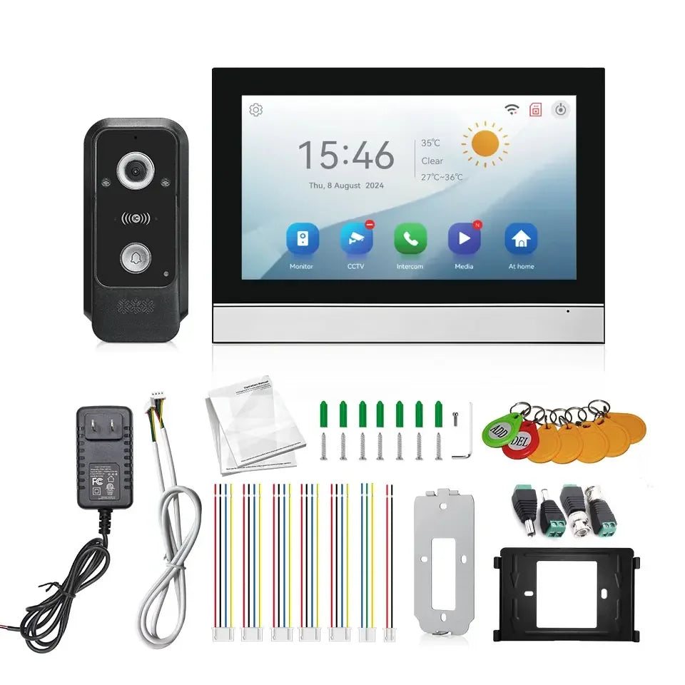 Sonnette vidéo connectée ANJIELO Tuya avec système d'alarme et caméra de surveillance, déverrouillage RFID