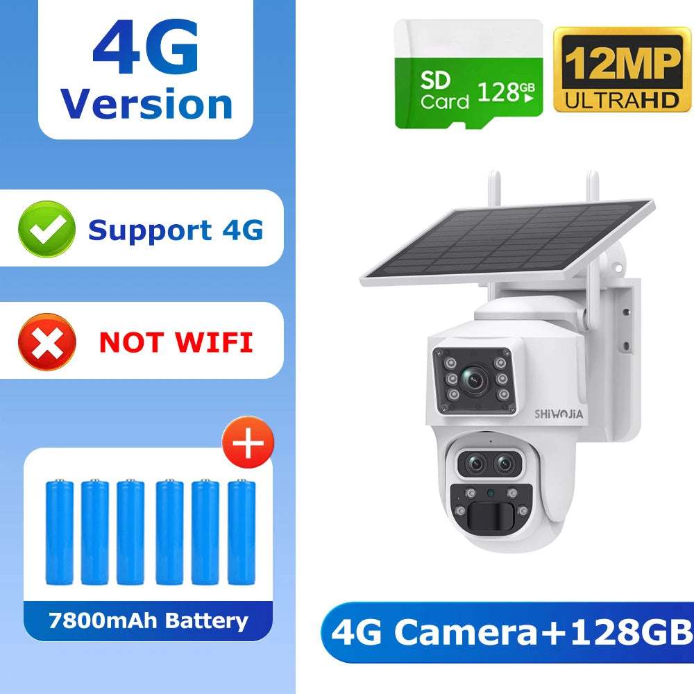 Caméra SHIWOJIA 6K 12 MP | PTZ Solaire, Triple Objectif, Zoom 15x, 4G SIM, Wi-Fi et UBox  Premium Marketplace Version