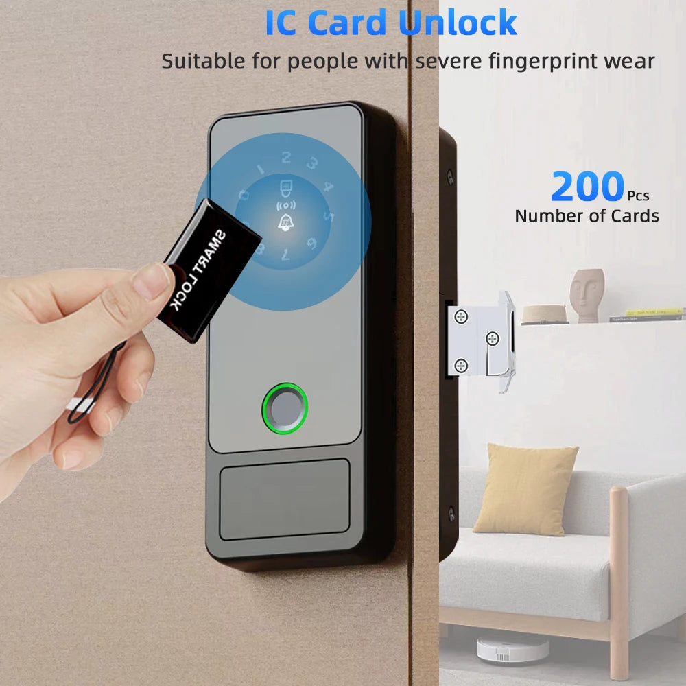 Serrure Intelligente RAYKUBE G18 pour Porte Vitre | Tuya, Empreinte Digitale, Carte et Mot de Passe