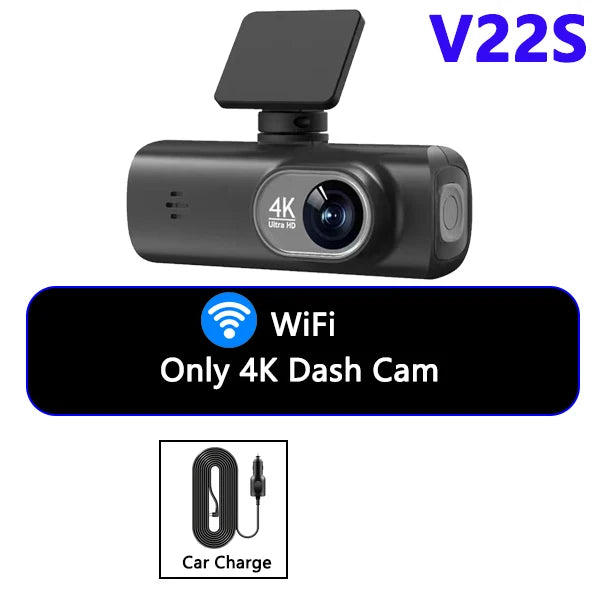 Caméra embarquée 4K UHD pour voiture, double objectif avant et arrière, GPS, Wi-Fi, mode parking 24h, vision nocturne, enregistreur vidéo DVR.