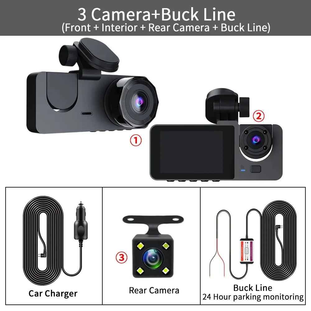 Caméra embarquée pour voiture, enregistreur vidéo HD 1080p, boîtier noir DVR à double objectif avec caméra de recul pour véhicule