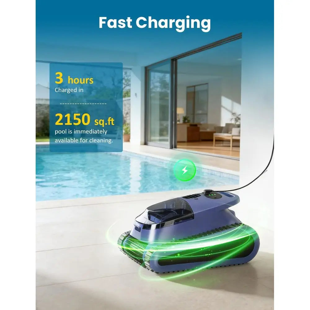 Aspirateur de piscine automatique avec sonar de navigation pour piscines enterrées, autonomie de 180 minutes, couvre jusqu'à 2100 pi² (2026
