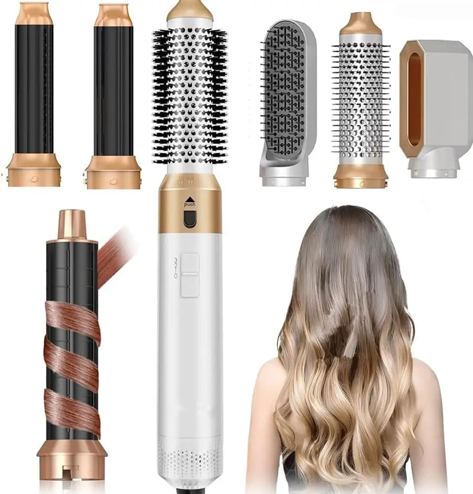 Brosse à air chaud et sèche-cheveux 5 en 1, 110 000 tr/min, ions négatifs, bouclage et lissage