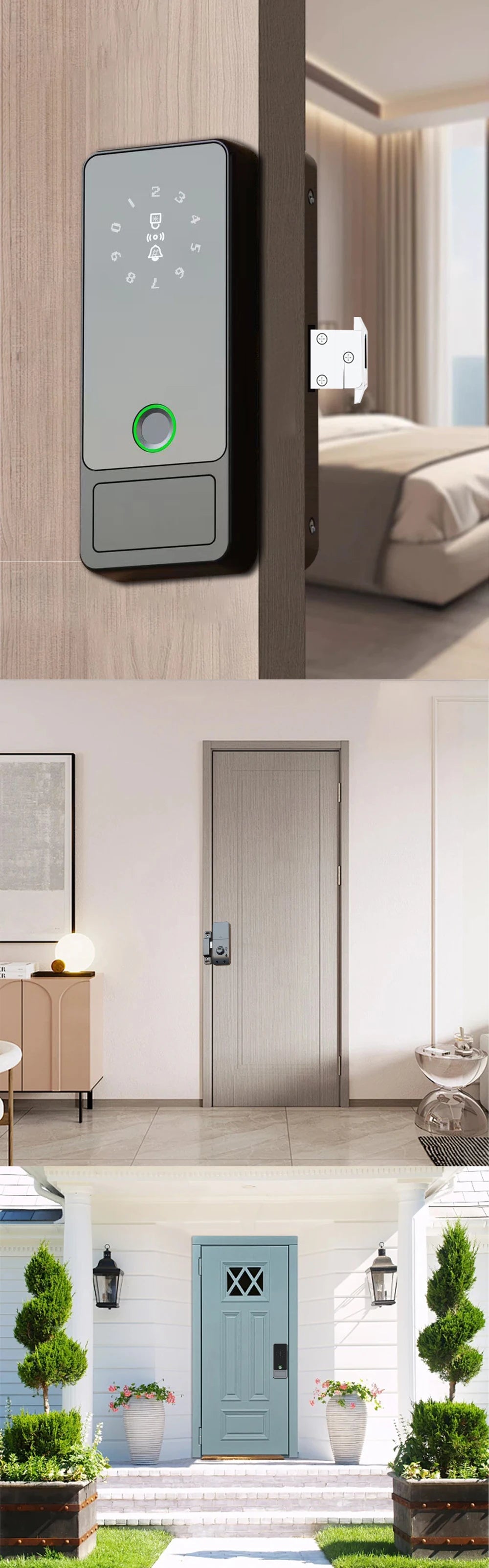 Serrure Intelligente RAYKUBE G18 pour Porte Vitre | Tuya, Empreinte Digitale, Carte et Mot de Passe