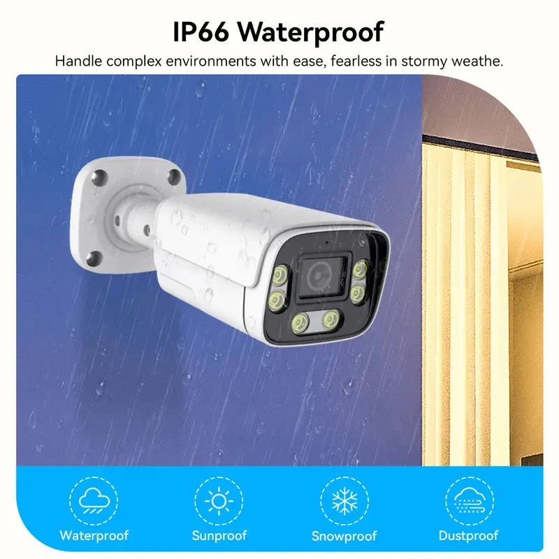 Caméra IP 4K 8MP, caméra extérieure étanche AHD 4MP, audio bidirectionnel, vision nocturne couleur, système de surveillance domestique