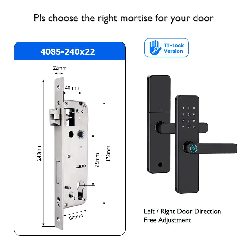 Serrure de porte intelligente Bluetooth TTLock avec application d'empreinte numérique, carte à code et écran tactile. Serrure électronique numérique de sécurité pour la maison.