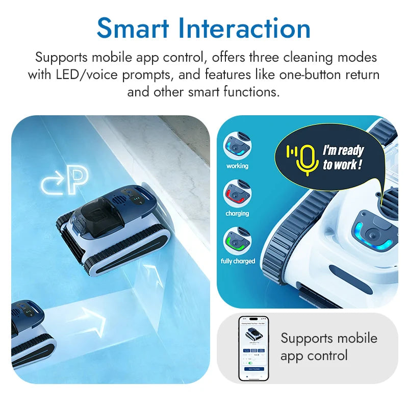 Robot nettoyeur de piscine automatique sans fil, système de filtration robotisé de haute qualité en stock dans l'UE pour piscines