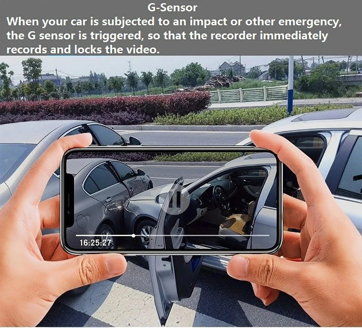 Caméra embarquée pour voiture 1080p avec enregistreur vidéo DVR, double caméra avant et intérieure, enregistrement en boucle et surveillance WiFi.