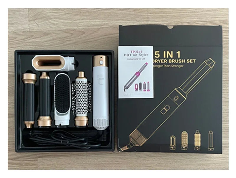 Sèche-cheveux 5 en 1, peigne électrique, brosse lissante à ions négatifs, brosse soufflante, kit de brosses amovibles