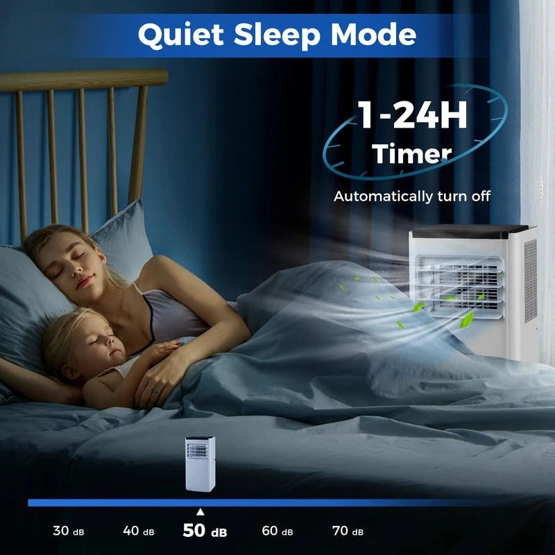 Climatiseur portable de 10 000 BTU avec télécommande, refroidit jusqu'à 350 pieds carrés.