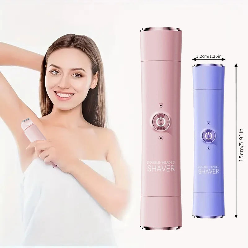 Rasoir électrique femme rotatif, double lame, rechargeable, usage corps et visage