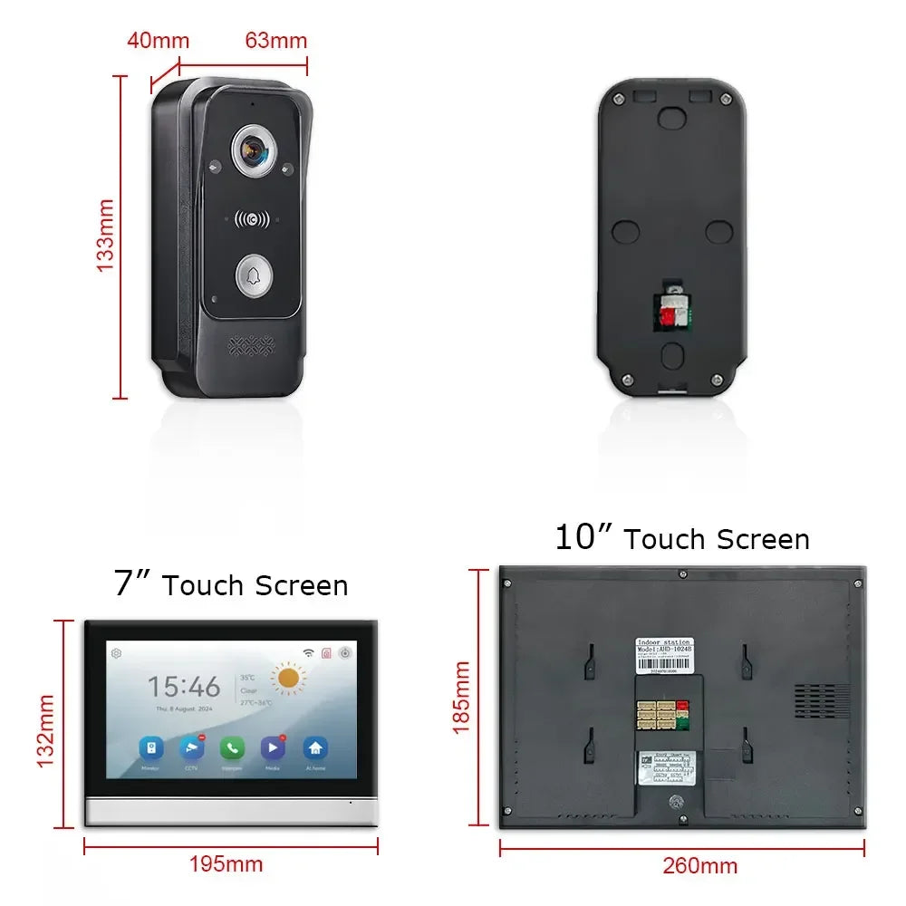 Sonnette vidéo connectée ANJIELO Tuya avec système d'alarme et caméra de surveillance, déverrouillage RFID