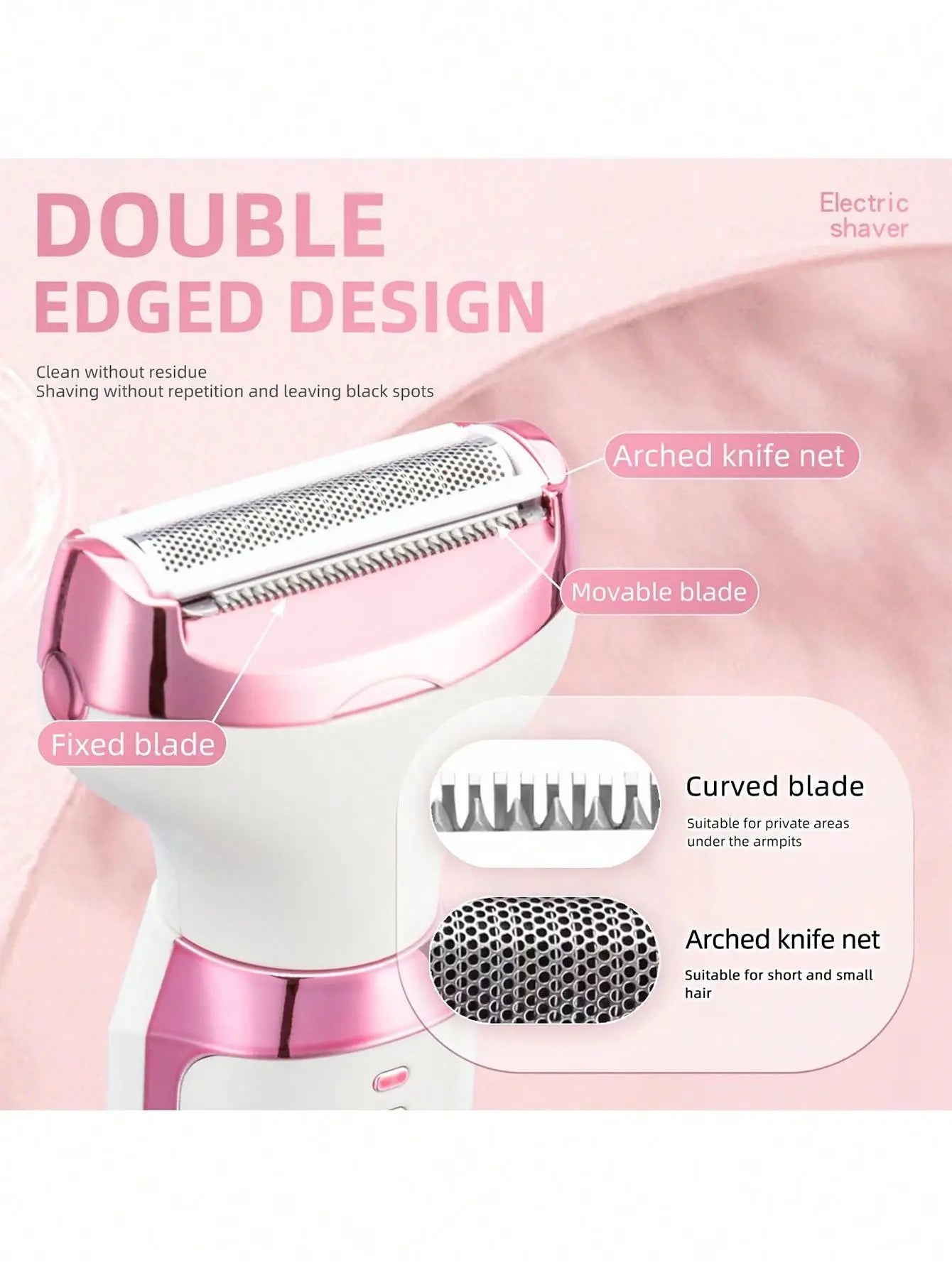 Épilateur Femme 5-en-1 Rechargeable | Rasoir Jambes et Aisselles avec Lames Inox et Écran LED