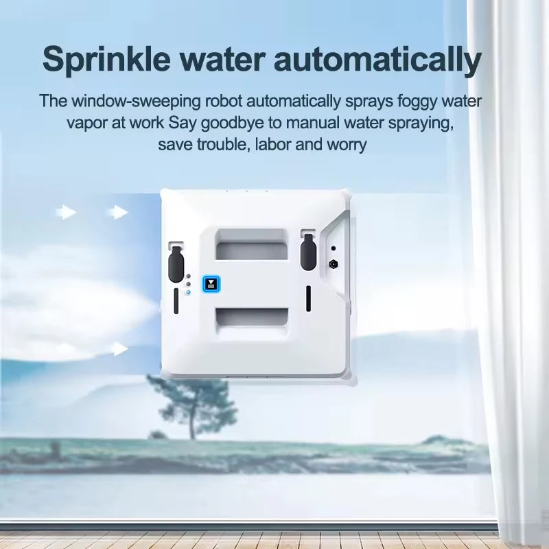 Robot lave-vitres à double jet d'eau avec télécommande, nettoyeur de vitres électrique pour fenêtres extérieures d'immeubles de grande hauteur, système anti-chute pour maison connectée