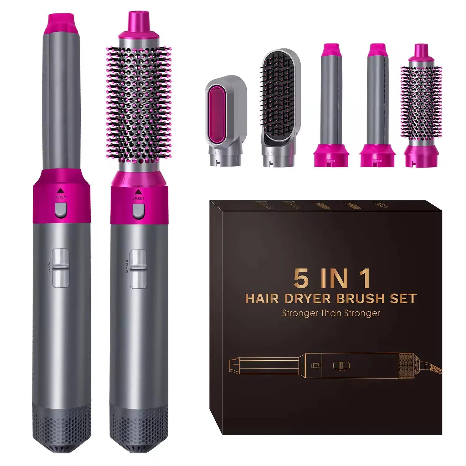 Sèche-cheveux 5 en 1, peigne électrique, brosse lissante à ions négatifs, brosse soufflante, kit de brosses amovibles