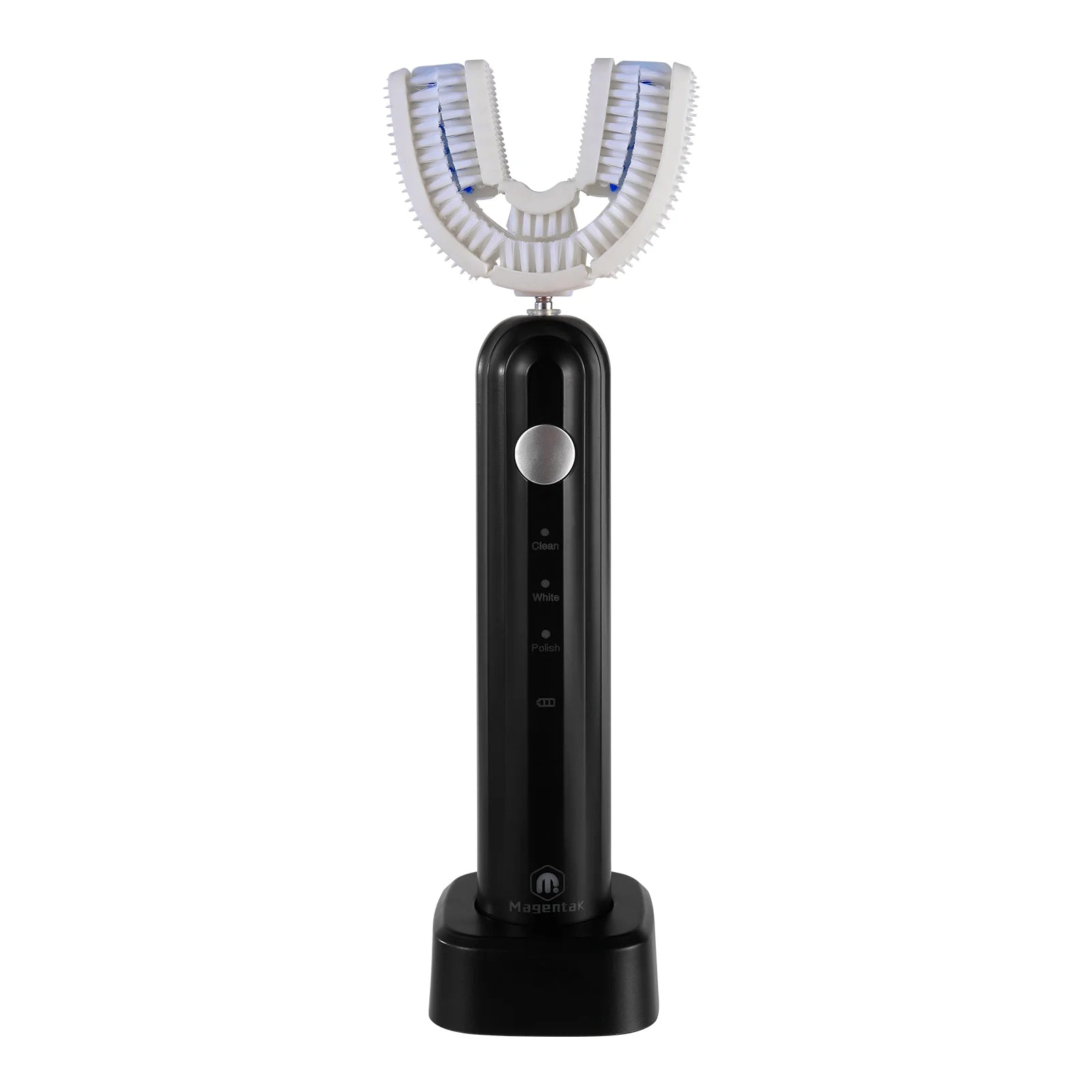 Brosse à dents électrique ultrasonique en forme de U pour adultes, nettoyage à 360°, chargement sans fil, étanche IPX7, en nylon.