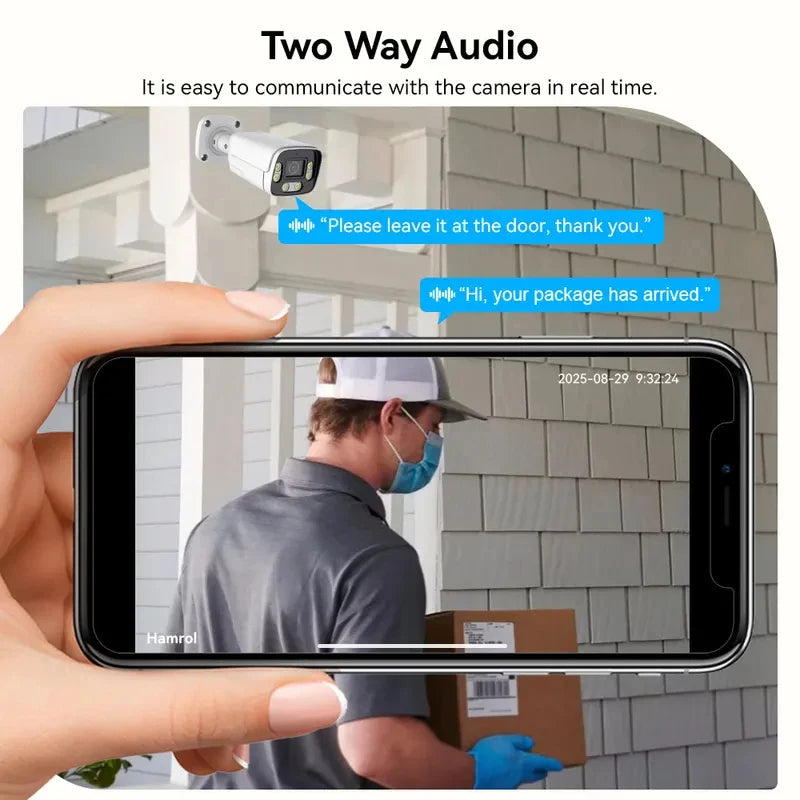 Caméra IP 4K 8MP, caméra extérieure étanche AHD 4MP, audio bidirectionnel, vision nocturne couleur, système de surveillance domestique