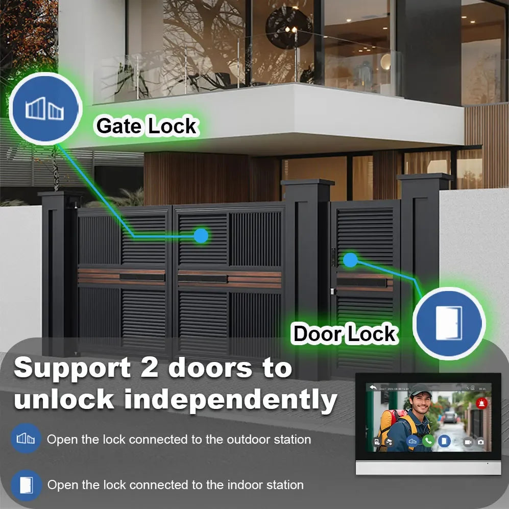 Sonnette vidéo connectée ANJIELO Tuya avec système d'alarme et caméra de surveillance, déverrouillage RFID