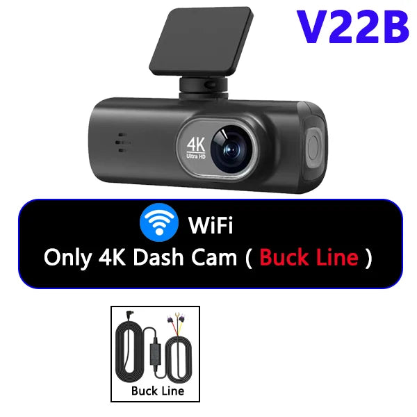 Caméra embarquée 4K UHD pour voiture, double objectif avant et arrière, GPS, Wi-Fi, mode parking 24h, vision nocturne, enregistreur vidéo DVR.