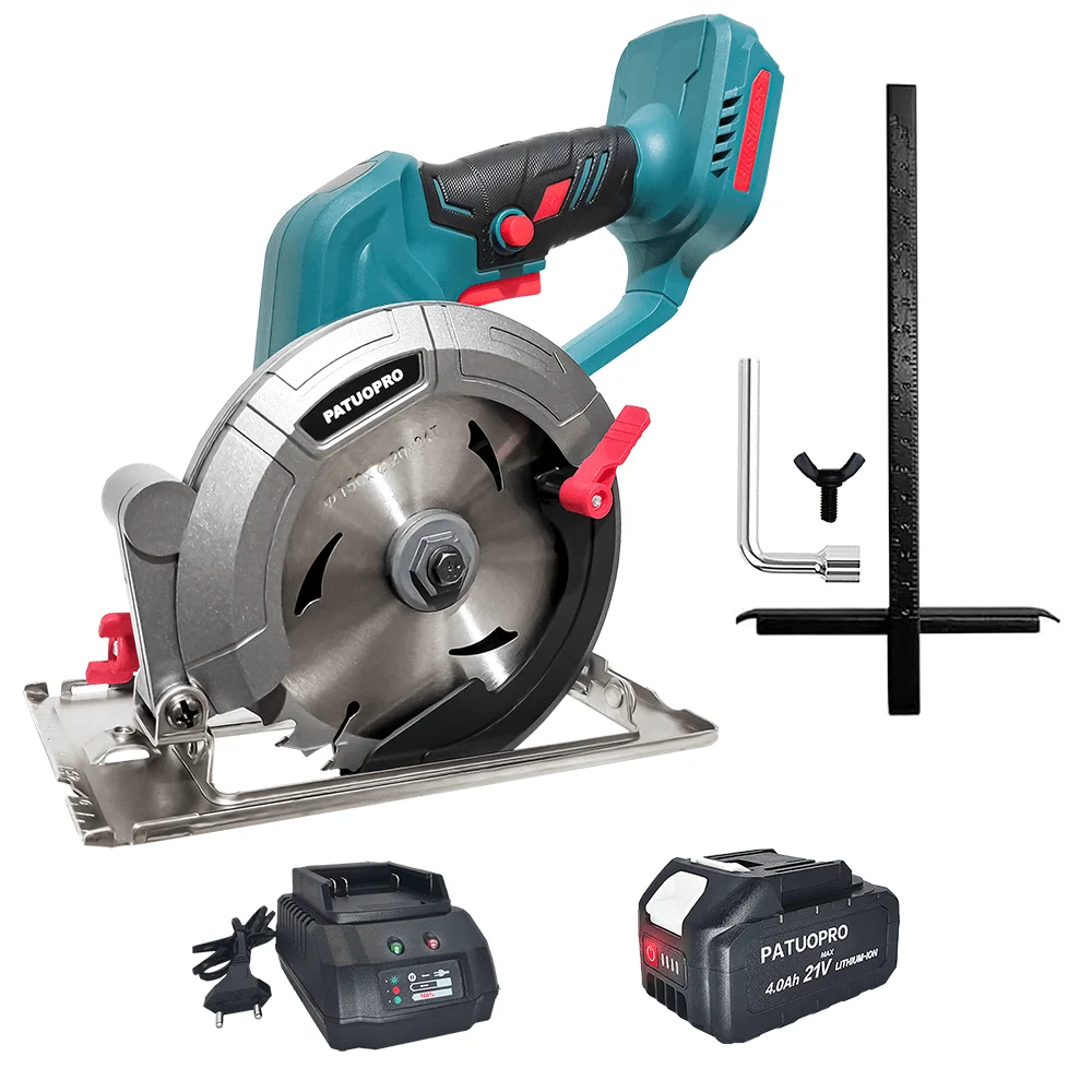 Scie électrique circulaire sans balais PATUOPRO 150 mm, scie électrique portative sans fil de 150 mm (6 pouces), machine à couper le bois pour batterie Makita 18 V